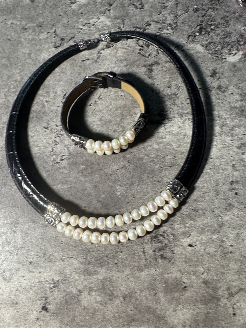 Vintage HONORA PEARL STERLING SILVER NECKLACE & BRACELET